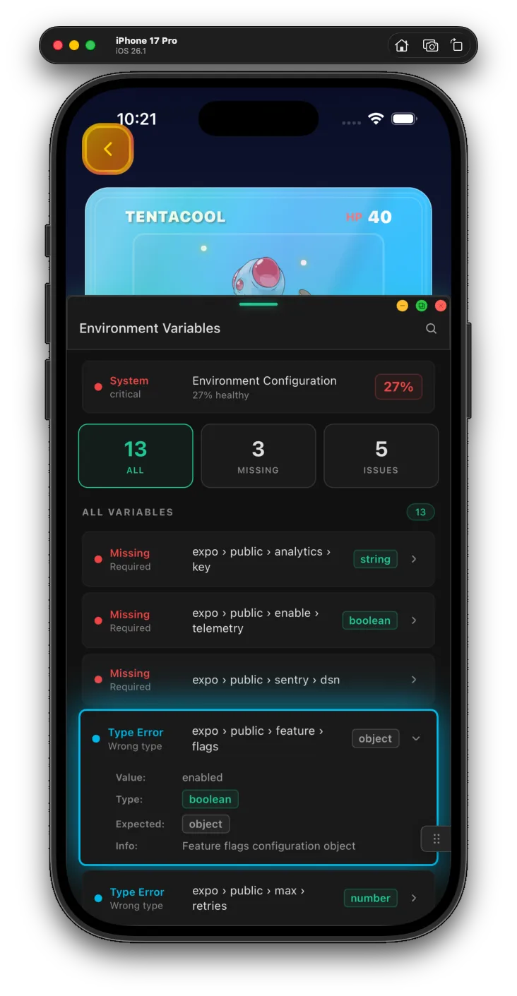 React Native environment variables overview with health score
