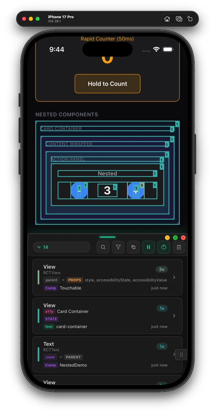 Render counts per component
