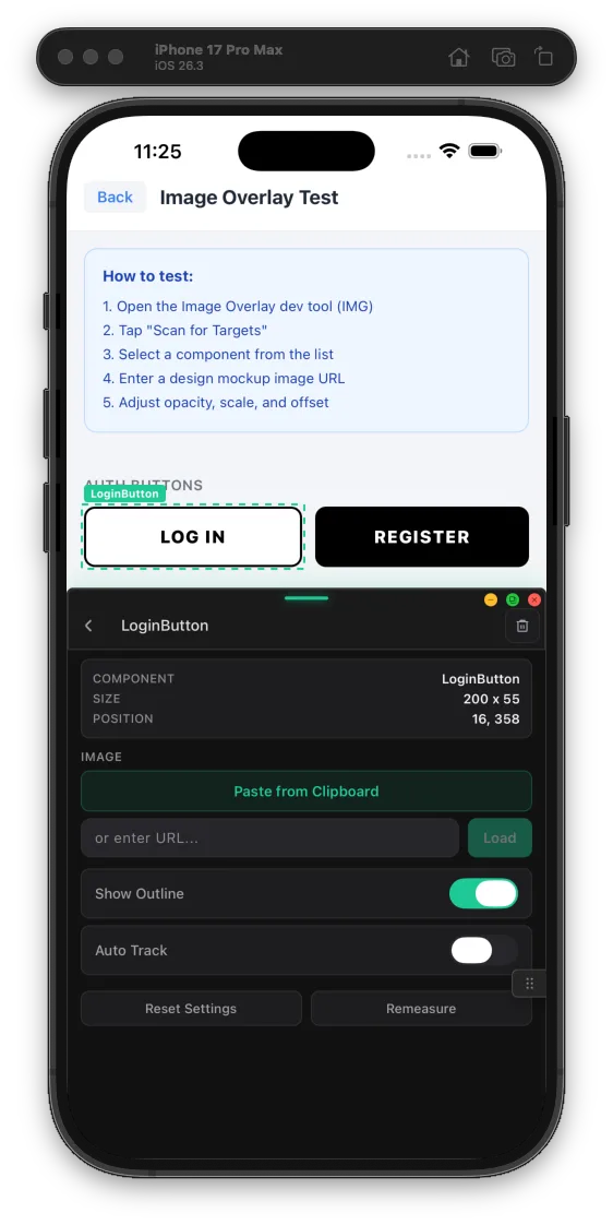 Overlay locked to a component