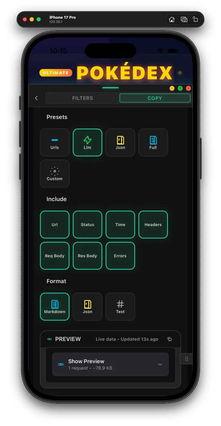 Export request as cURL
