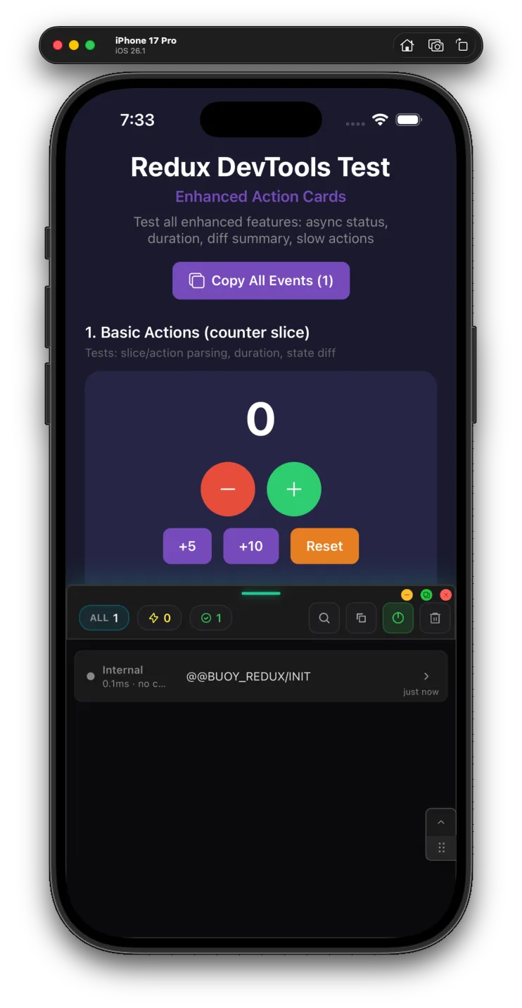 Redux DevTools in React Native bottom sheet