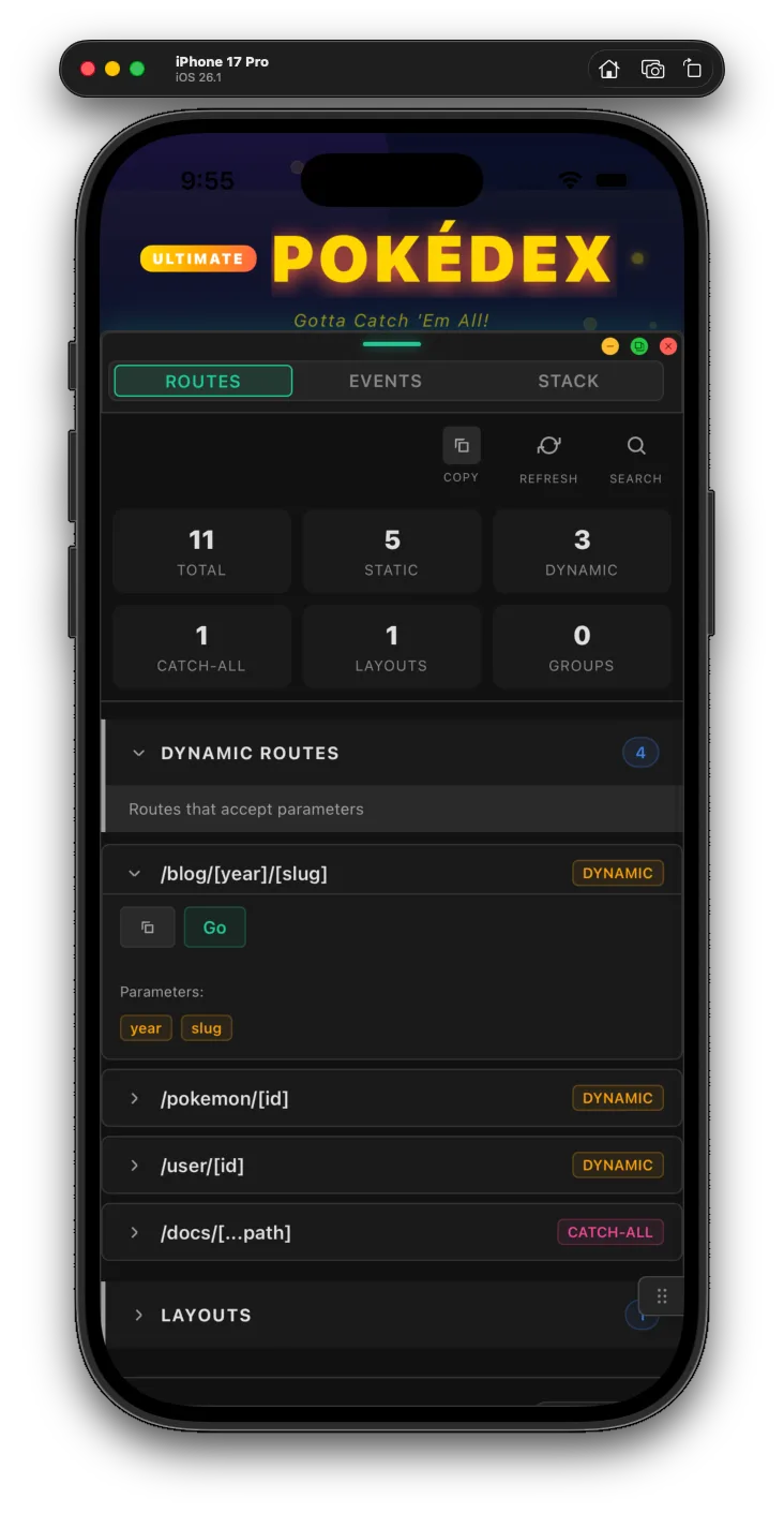 Expo Router route sitemap
