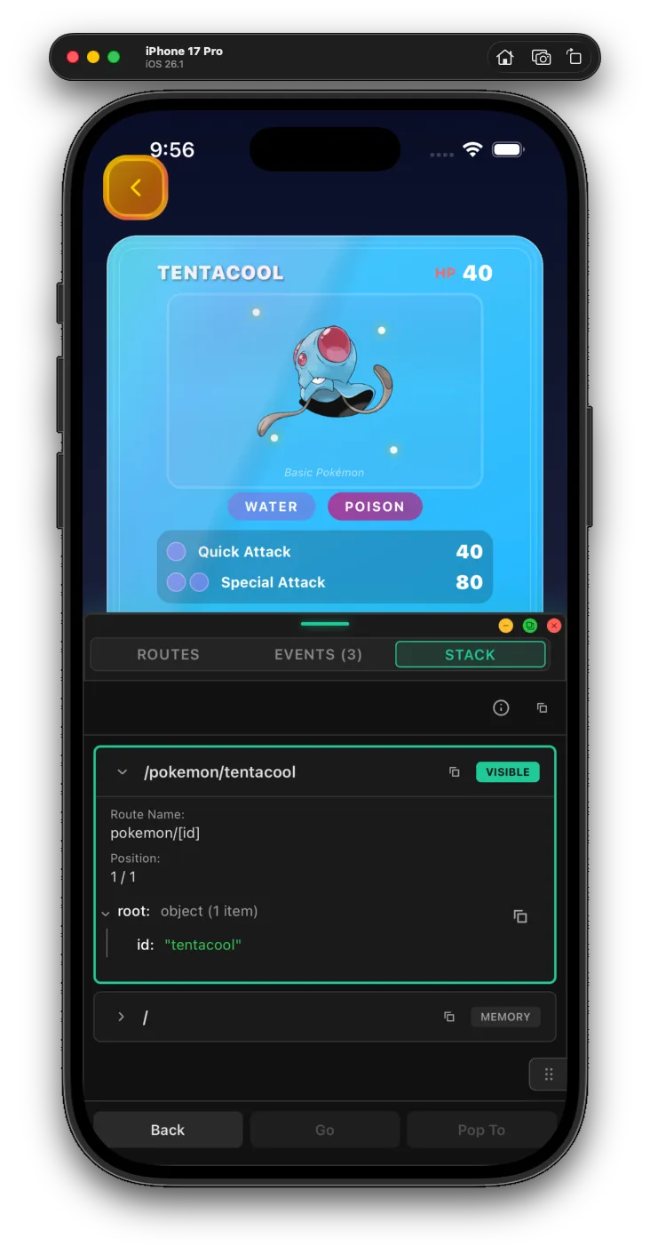 Navigation stack inspector