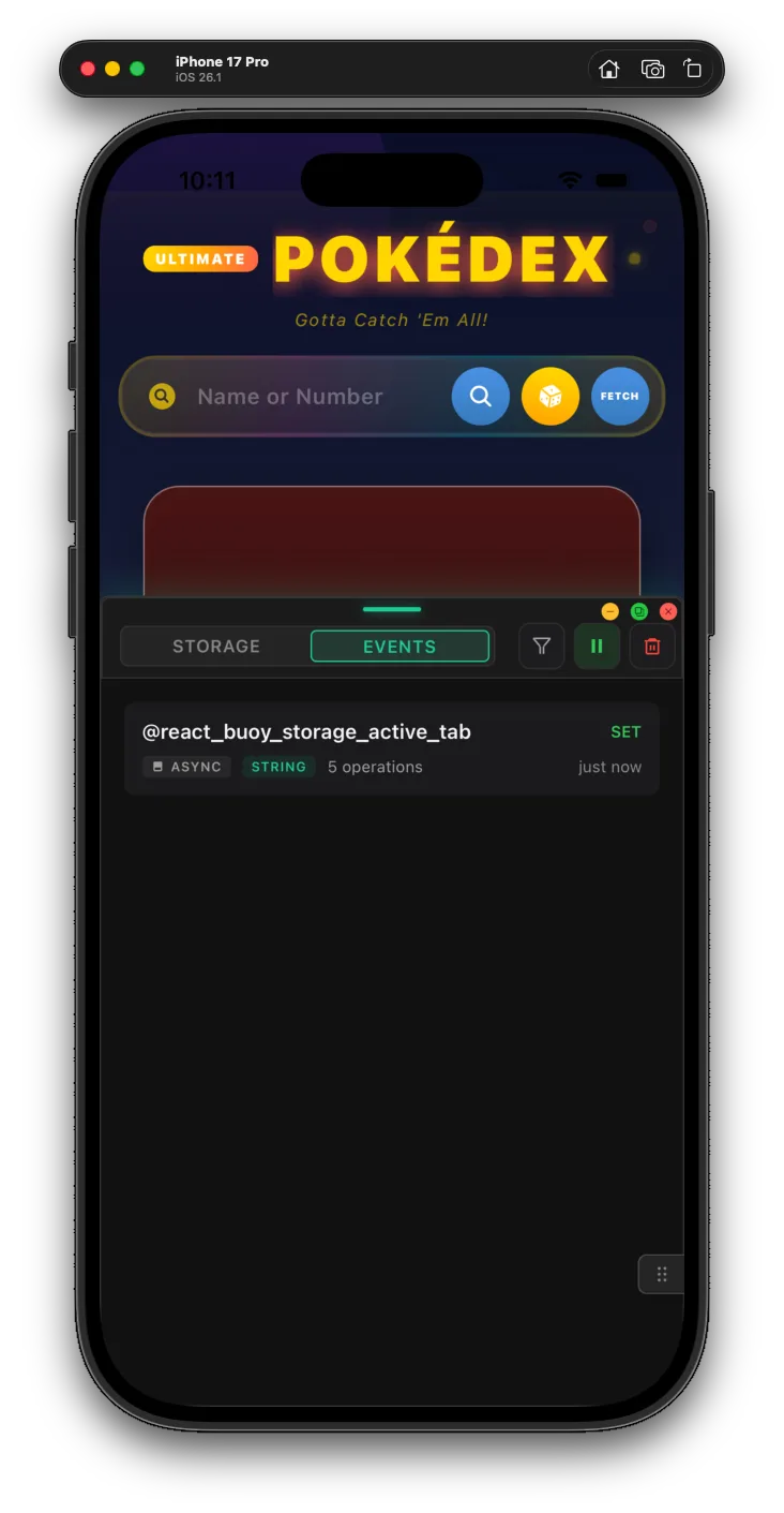 Storage events timeline
