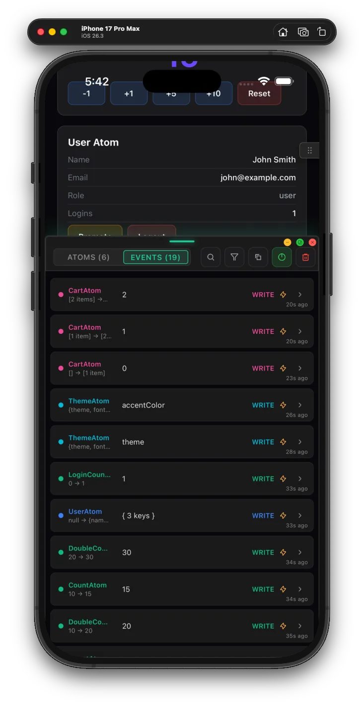Jotai write event stream
